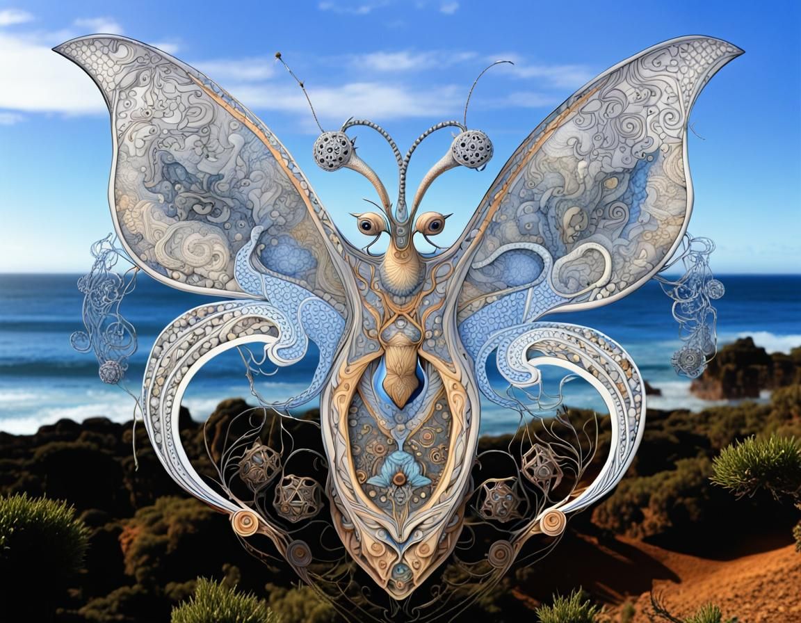 Anthropomorphic Lyrebird with Celtic Fractal Design