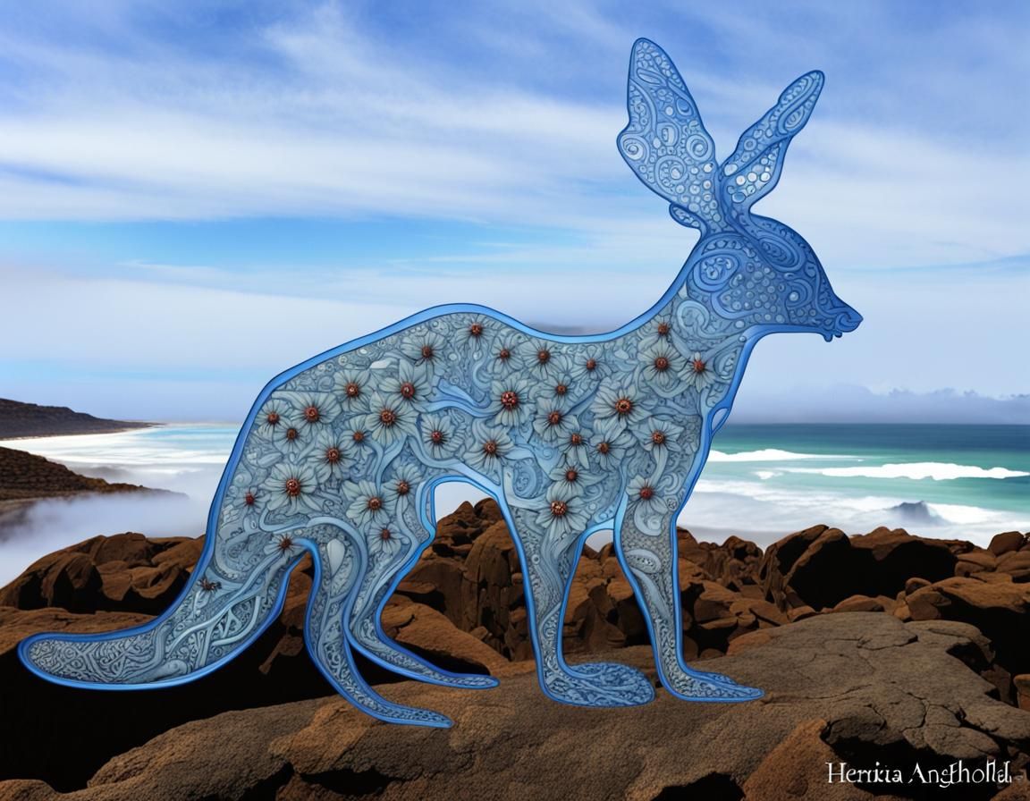 Anthropomorphic Lyrebird with Celtic Fractal Design