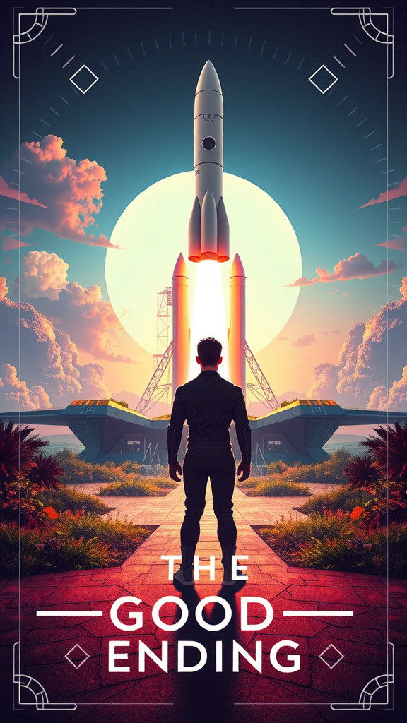 Neo-Futuristic Rocket Launch at Dawn: The Good Ending