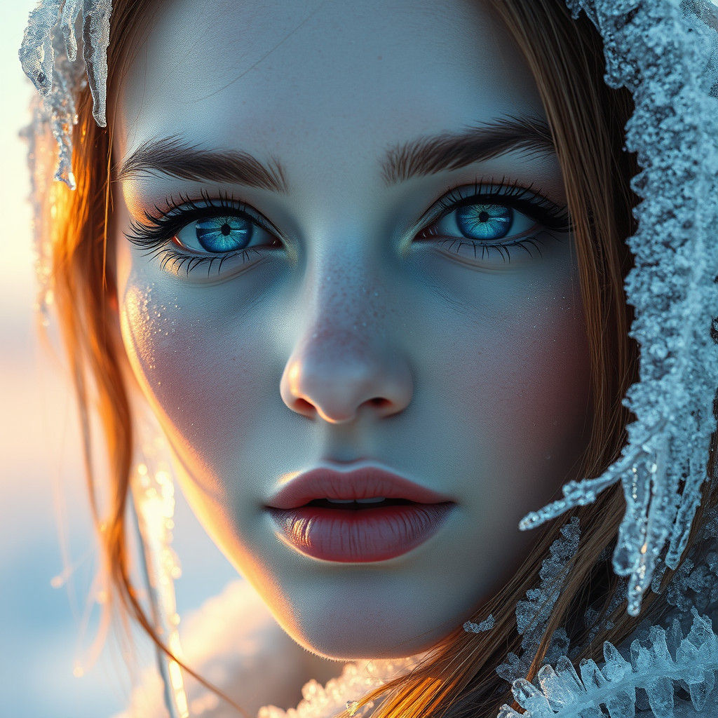 Icy Woman Portrait in Fantasy Style