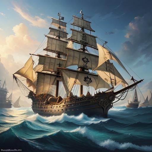 Pirate Ship in a Bottle: Hyperrealistic Concept Art