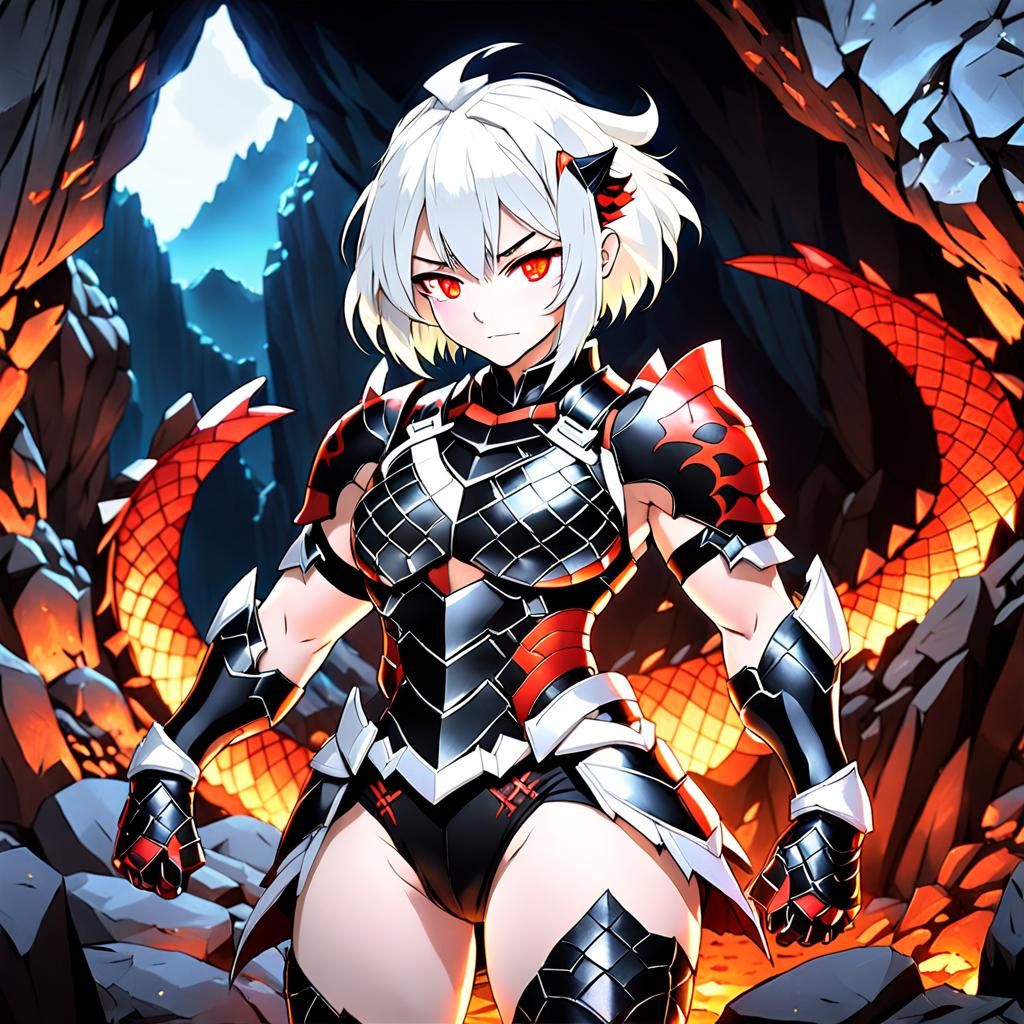 Muscular Woman in Scale Armor, Anime Art