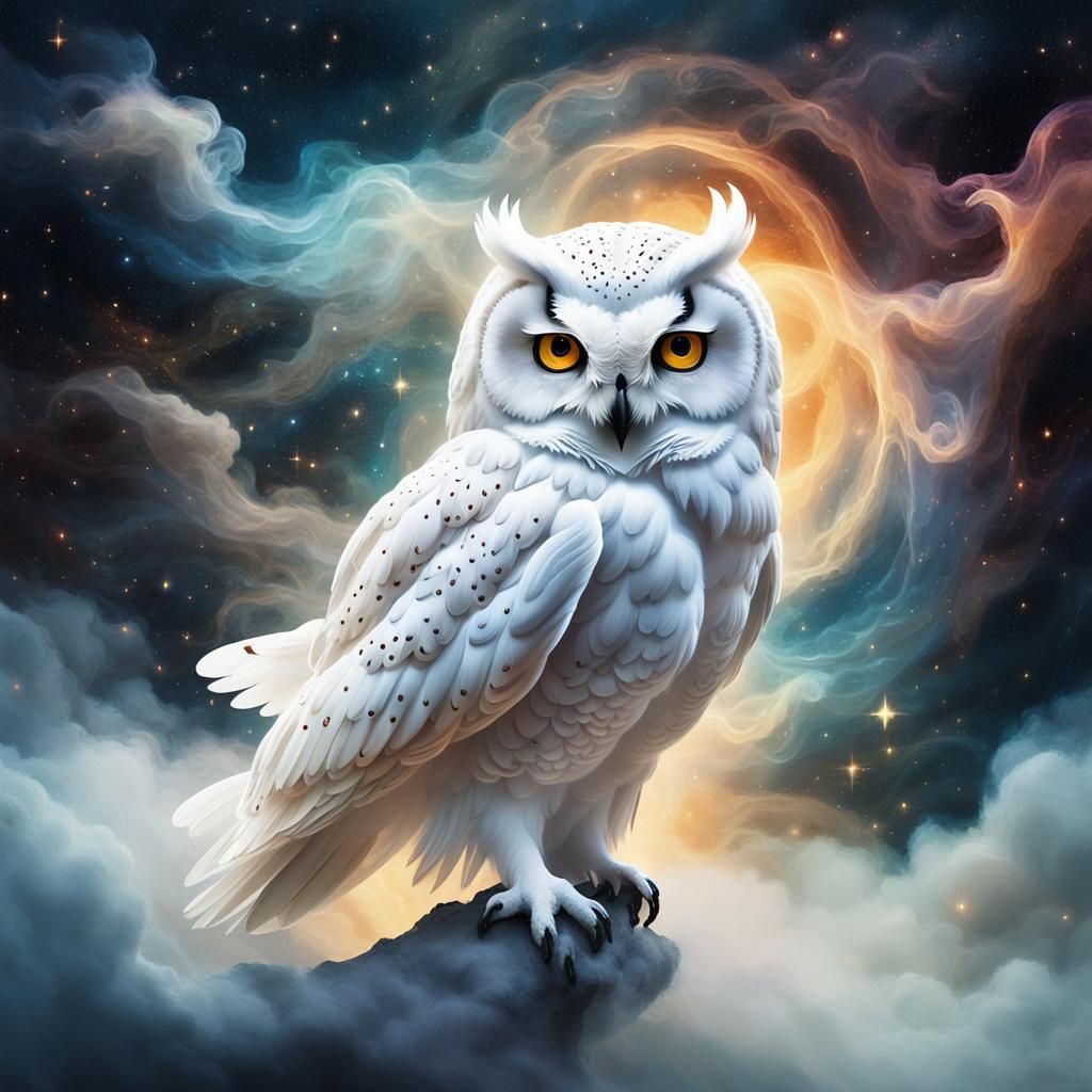 Celestial Owl Made of Mist and Light
