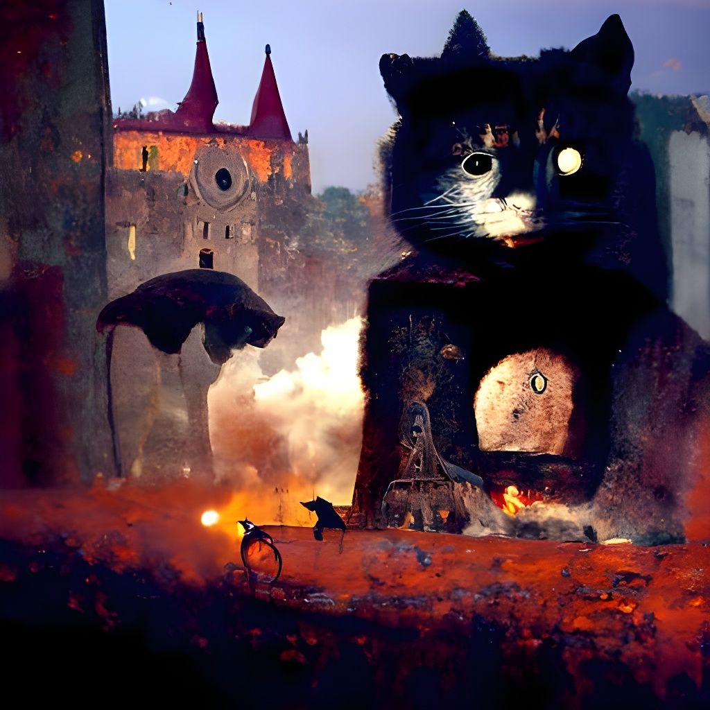 Medieval Cat in Surreal Style