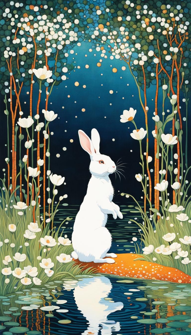 Art Nouveau Rabbit by Serene Lake