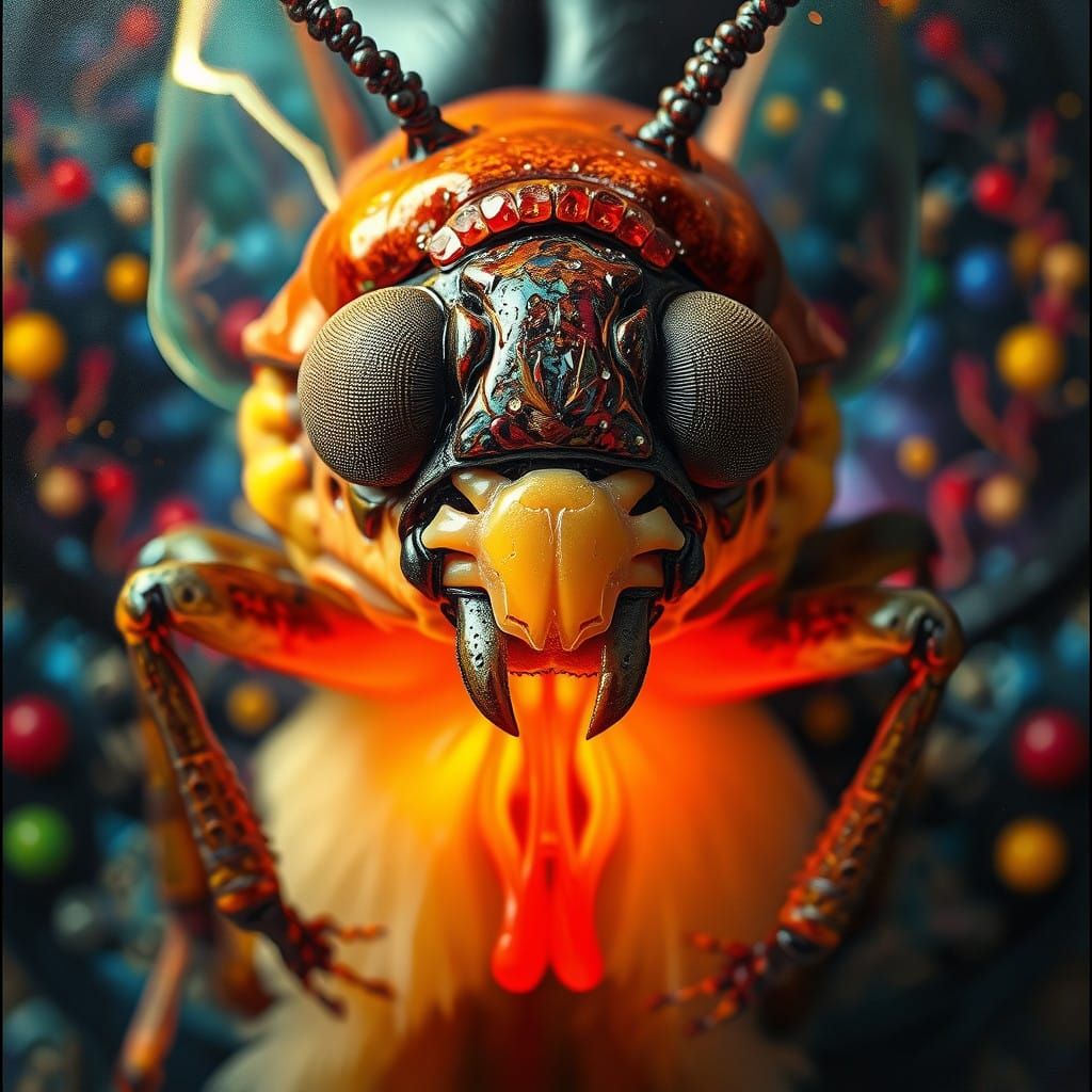 Cyberpunk Beetle Foot Microscope in Whimsical Hyperrealism