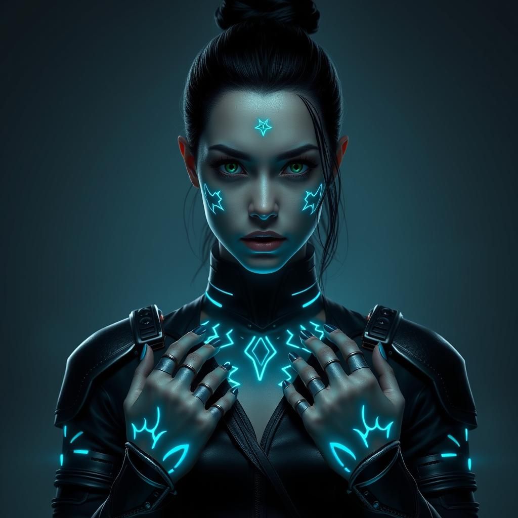 Bioluminescent Heroine in Dystopian World: Digital Matte Pai...