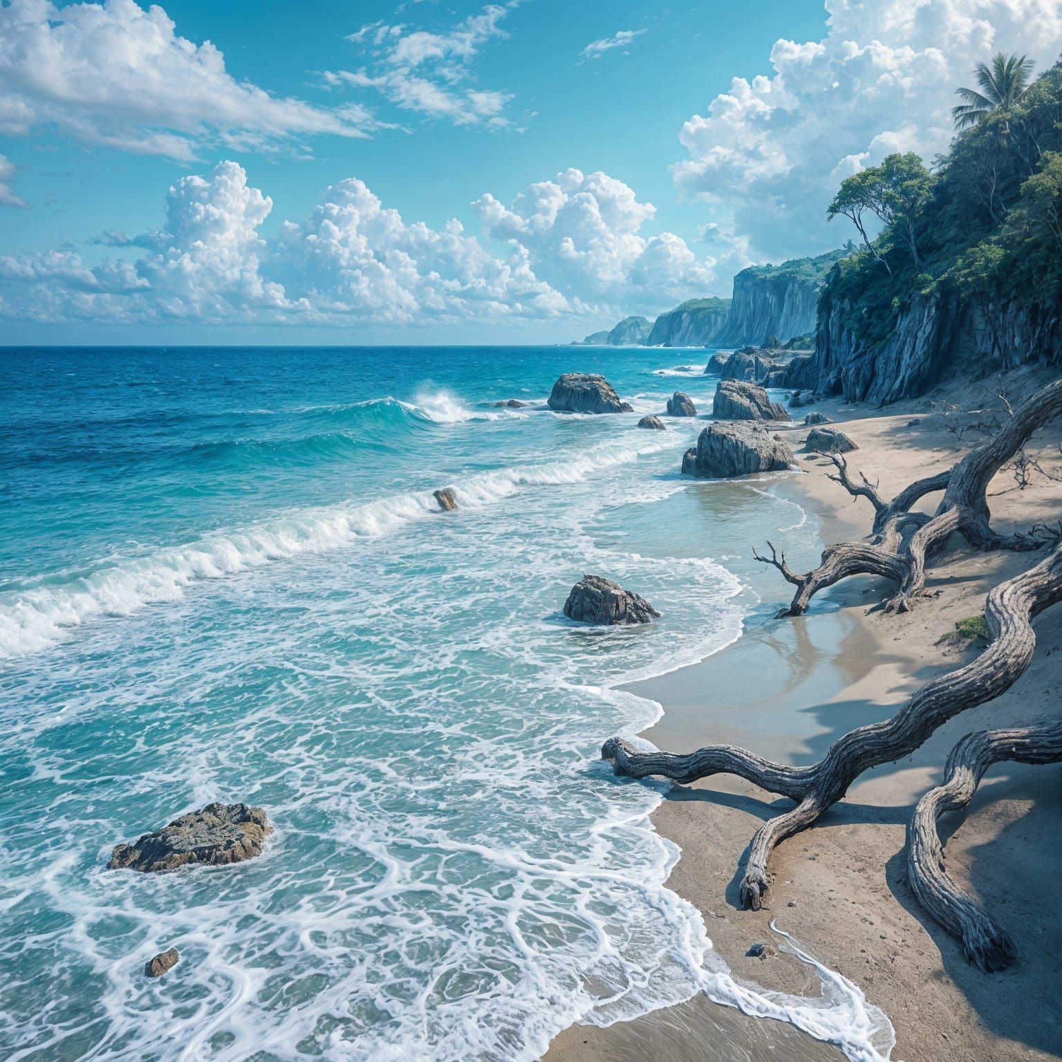 Ethereal Beachscape in Vibrant Colors