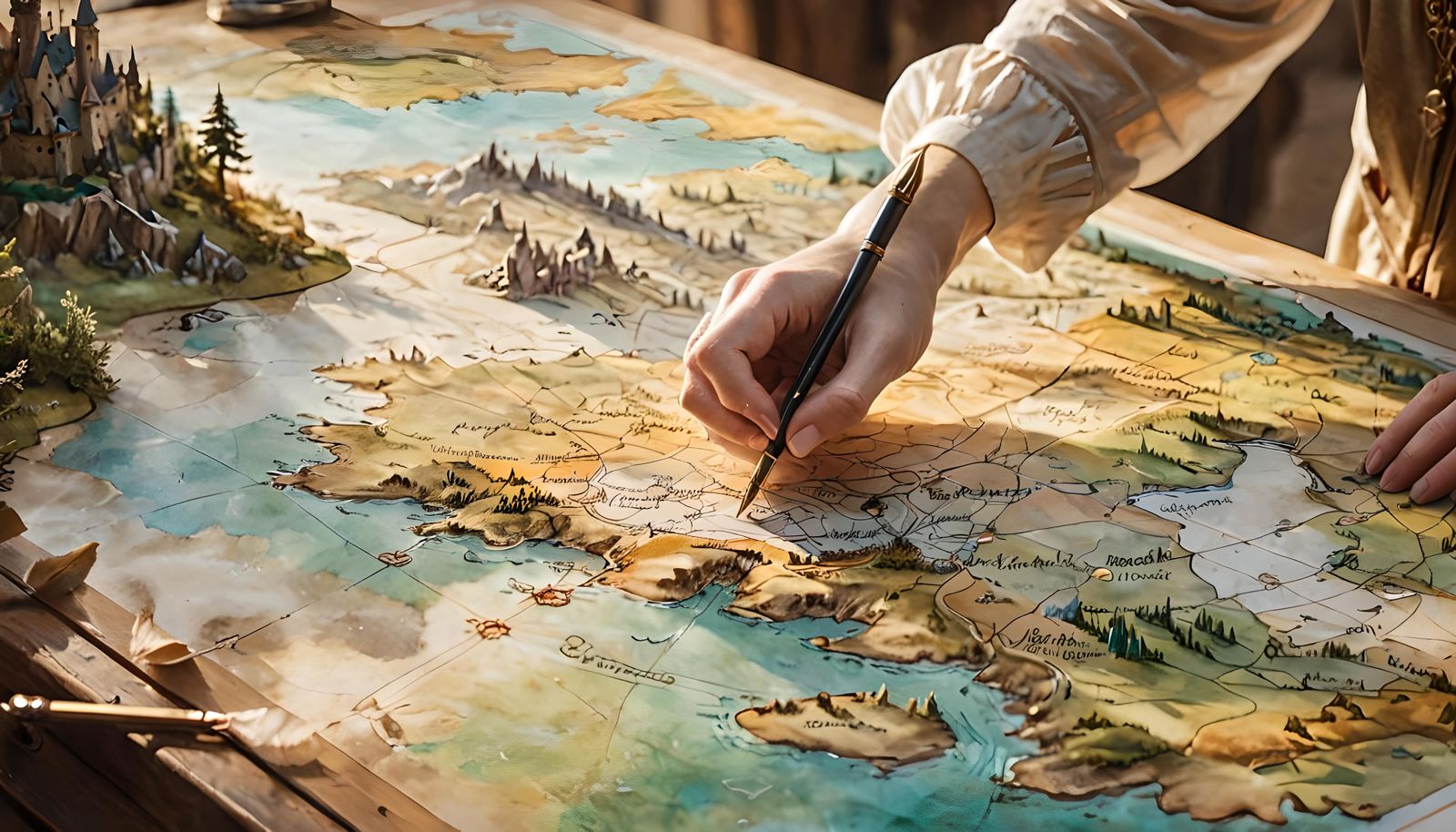Ethereal Cartographer Mapping Dreamscapes