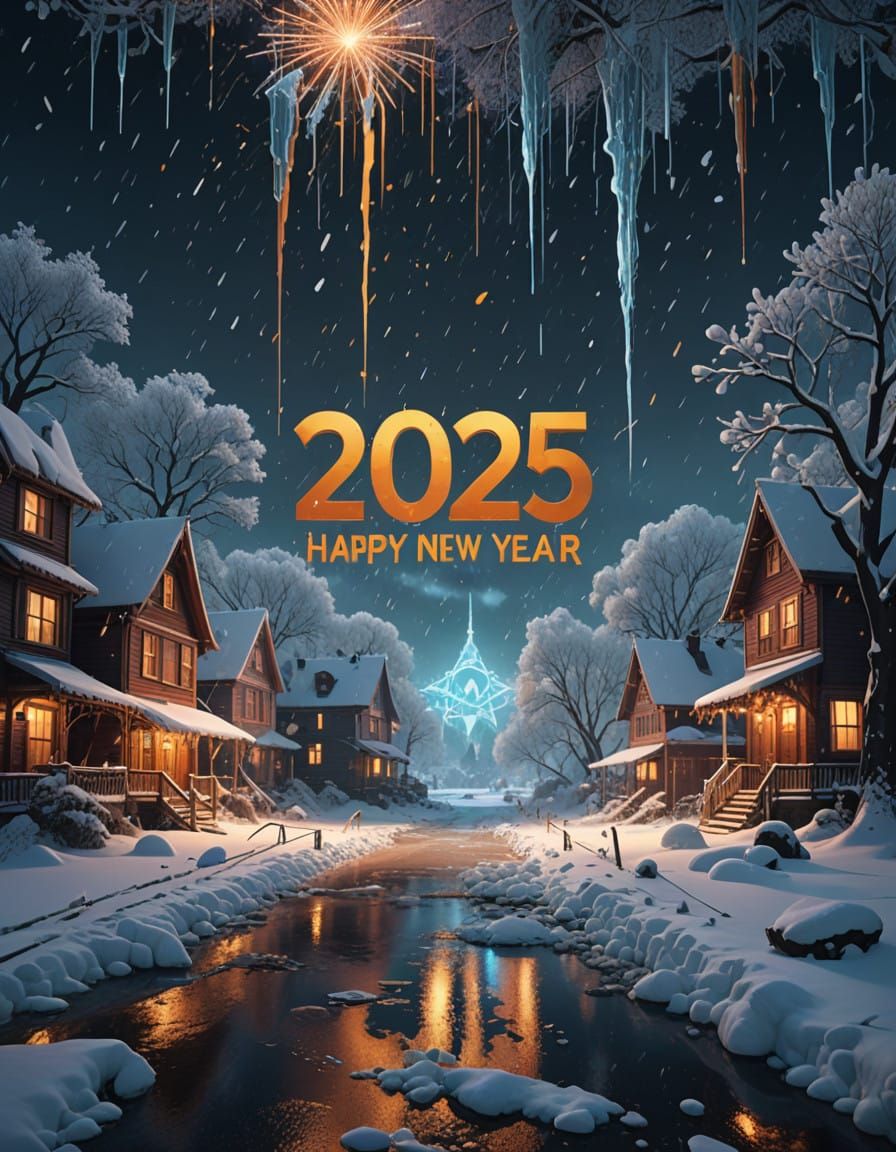 Celebrate HAPPY NEW YEAR 2025 in a Vibrant Winter Wonderland