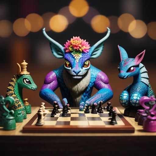Alebrijes Playing Chess: Professional Photography