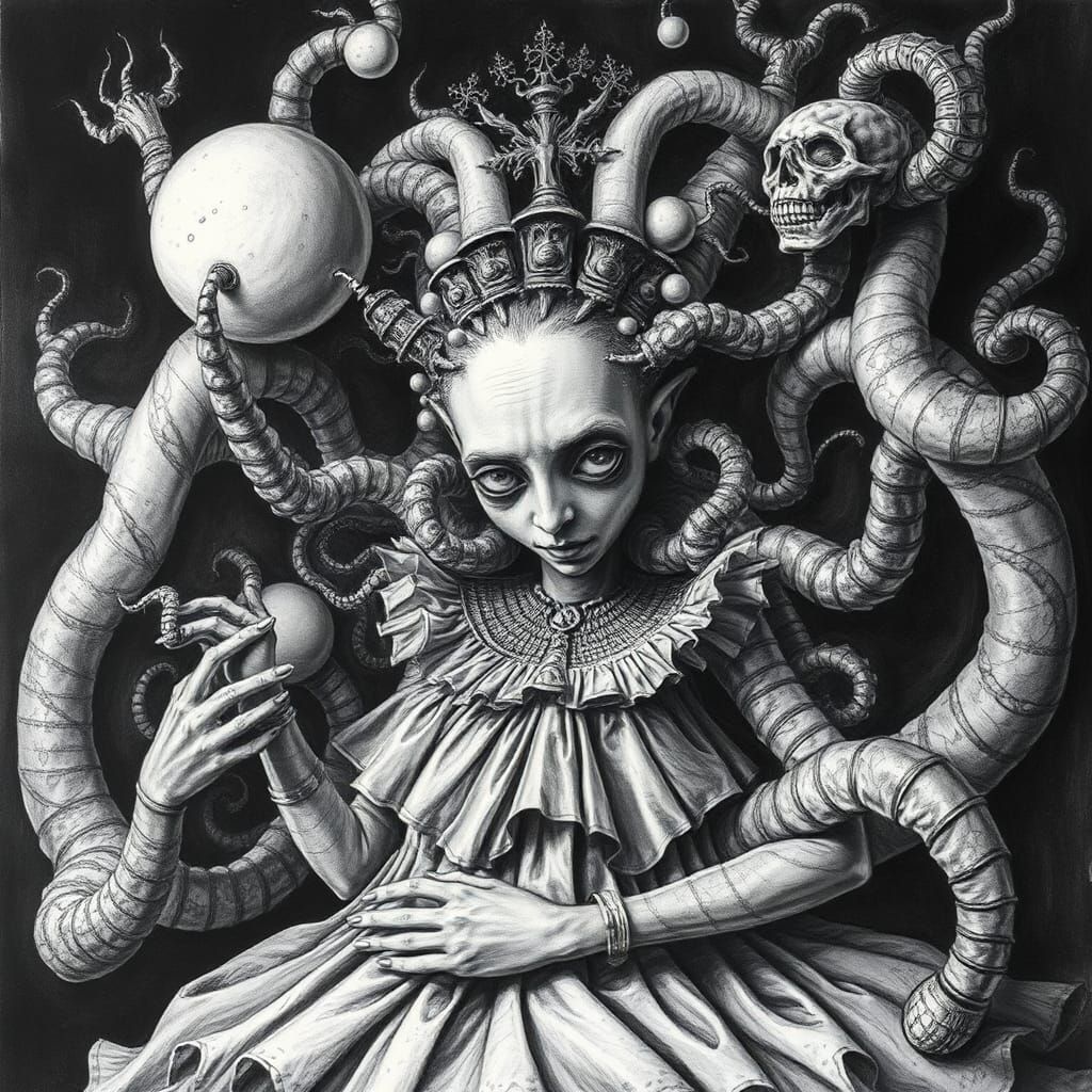 Alice in Wonderland: Surreal Charcoal Art