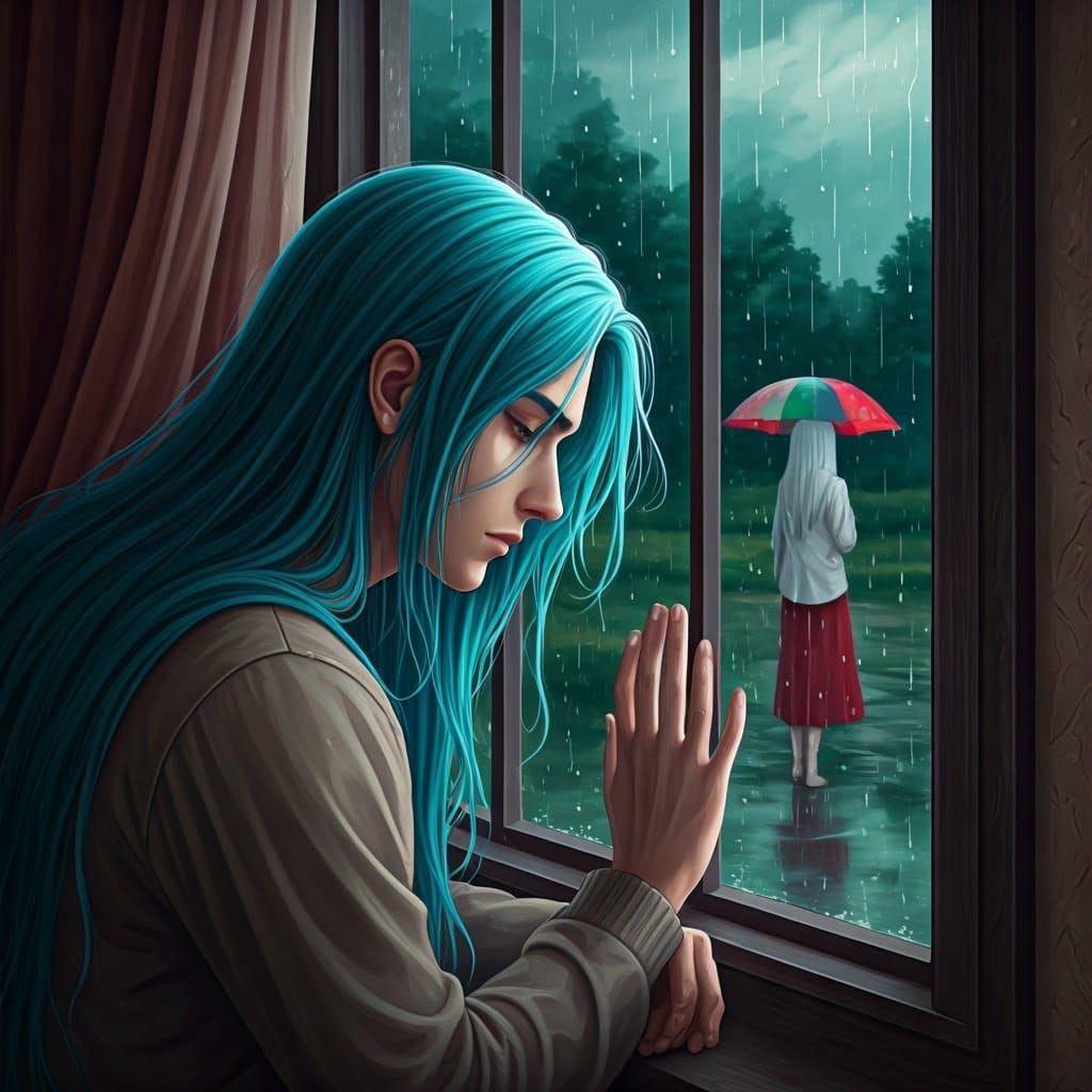 Melancholic Man Longing for Freedom