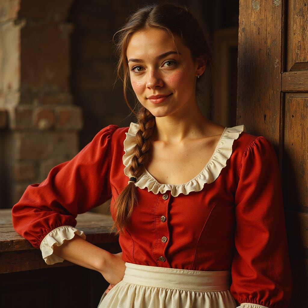 Medieval Barmaid in Warm Golden Light