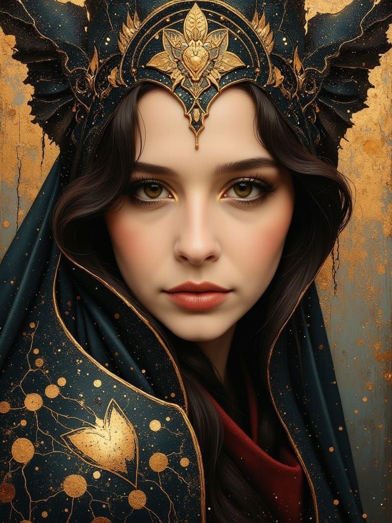 Surreal Sorceress in Cyberpunk Armor