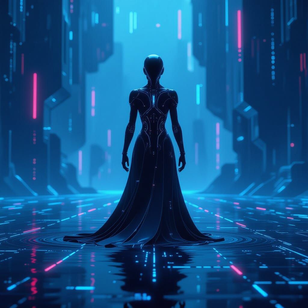 Ethereal Creature in Digital Void, Hyperrealistic Graffiti S...