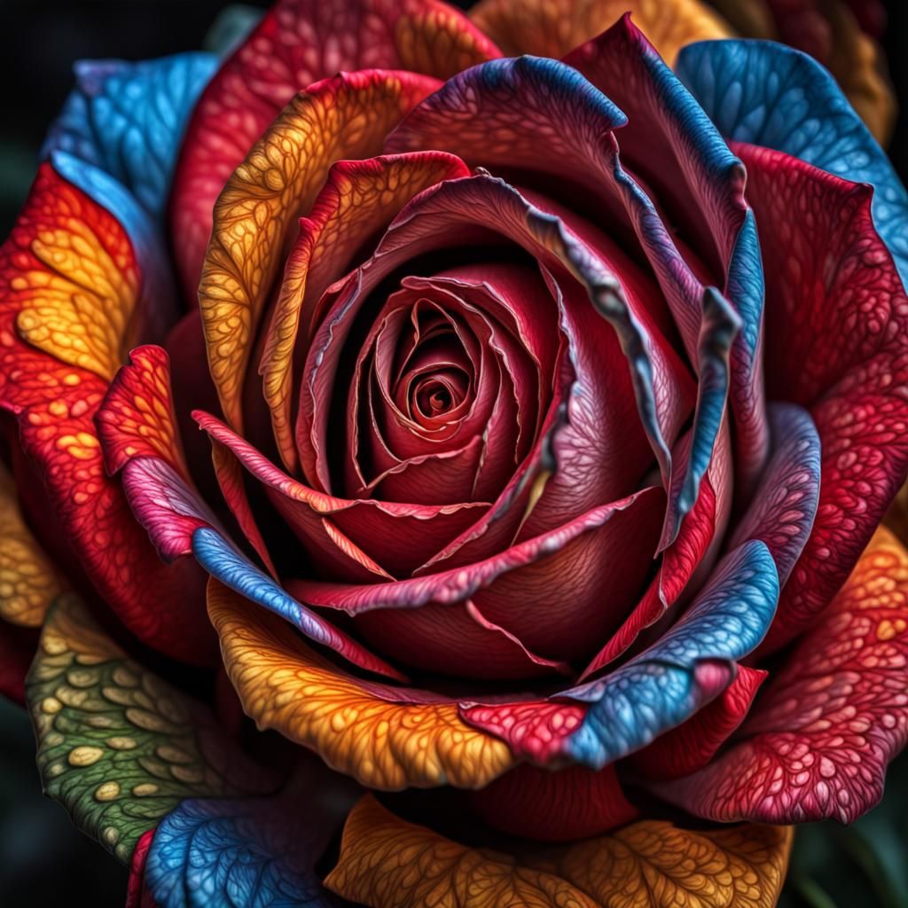 Hyperrealistic Harlequin Rose in a Fantasy Style
