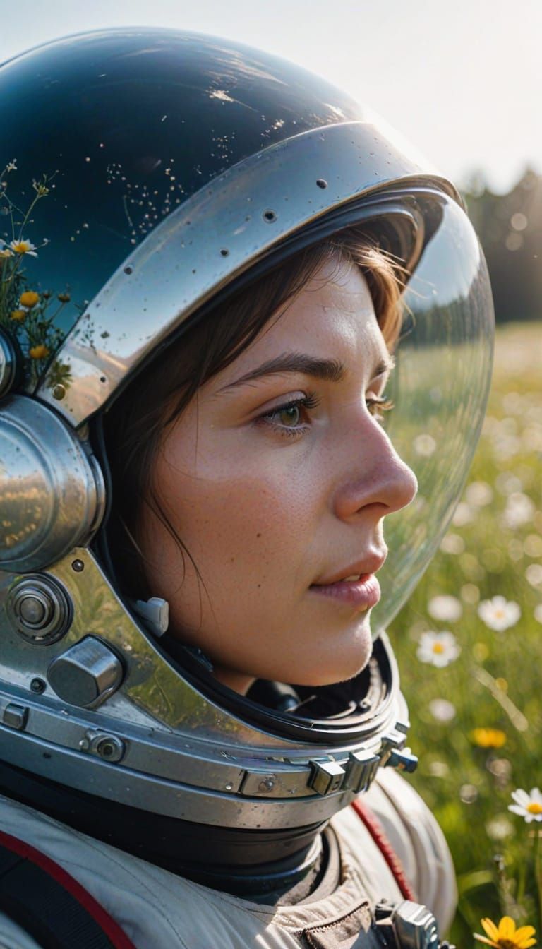 Astronaut in Profile on a Vibrant Spring Day