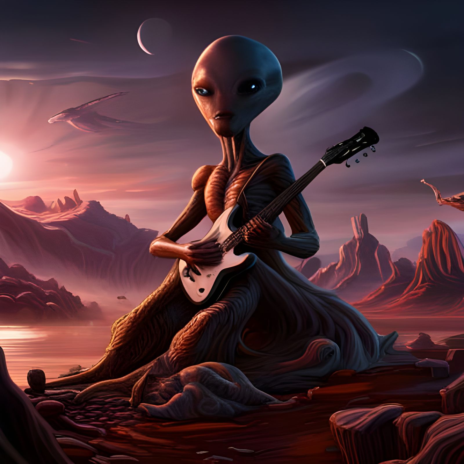 Ancient Alien Guitar Solo on a Lonely Moon