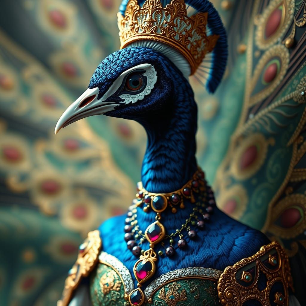 Peacock in Wedding Dress: Fantasy Concept Art