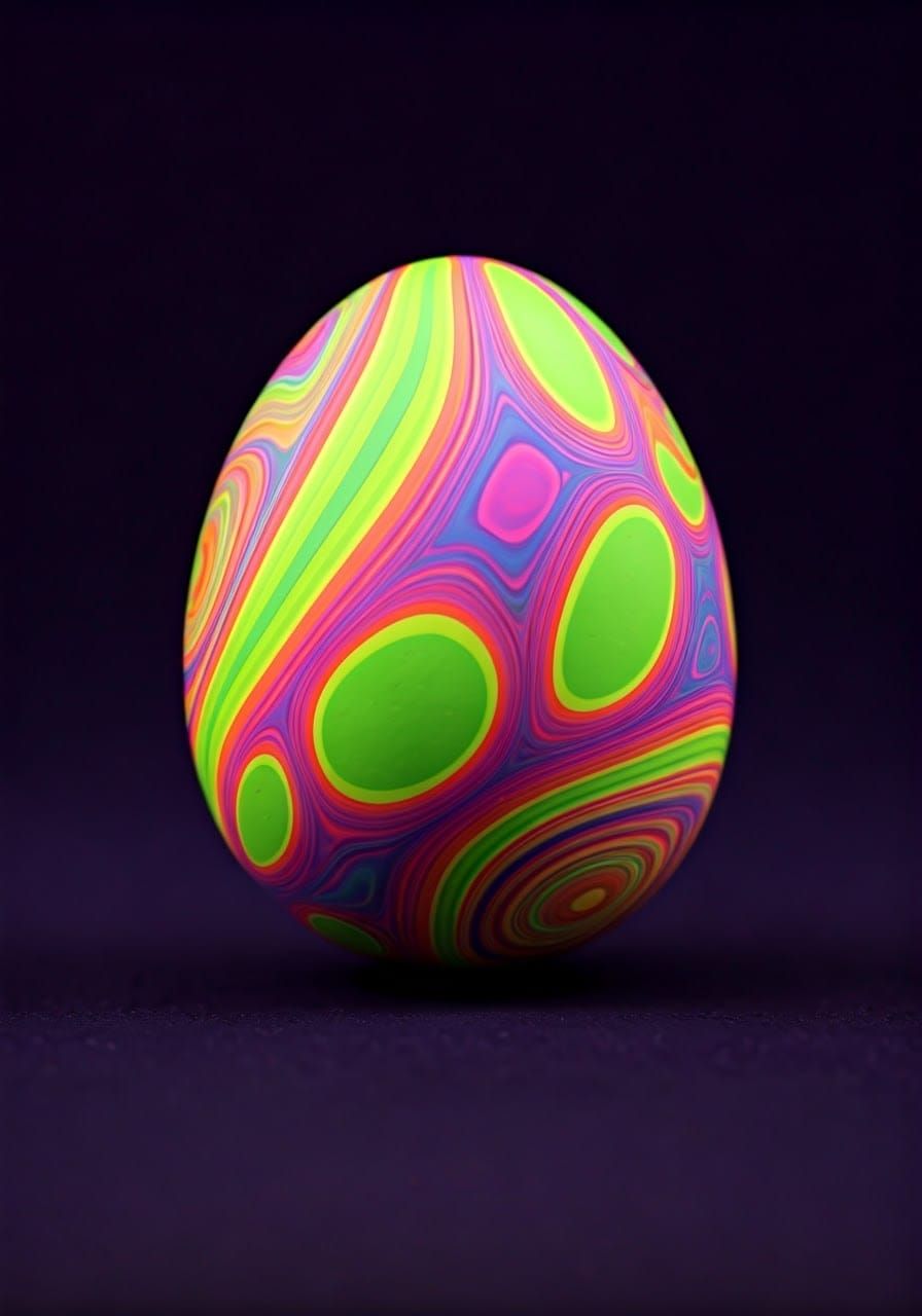Vibrant Neon Holiday Egg in Pop Art Style
