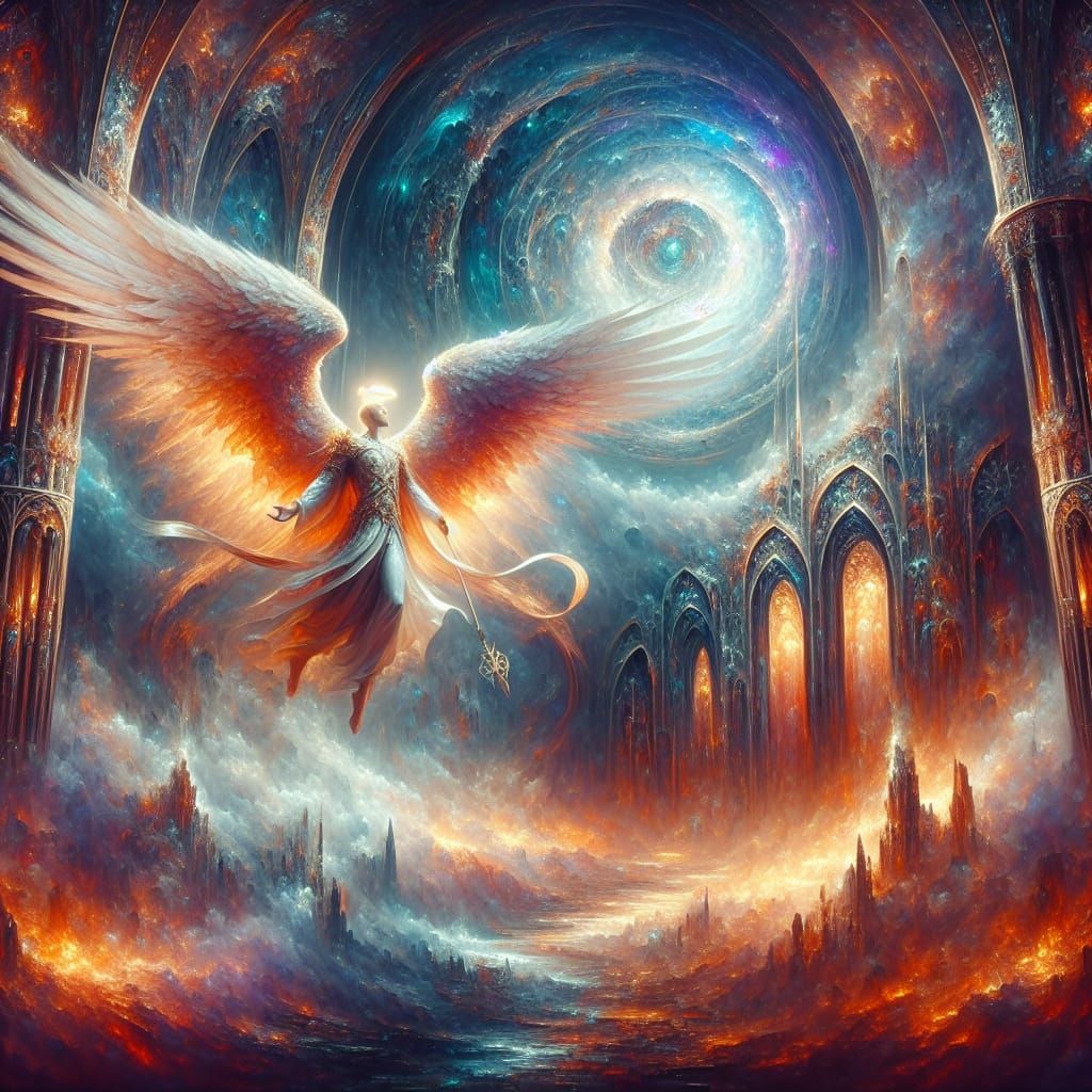 Archangel Barachiel: Fantastical Matte Painting in 8k