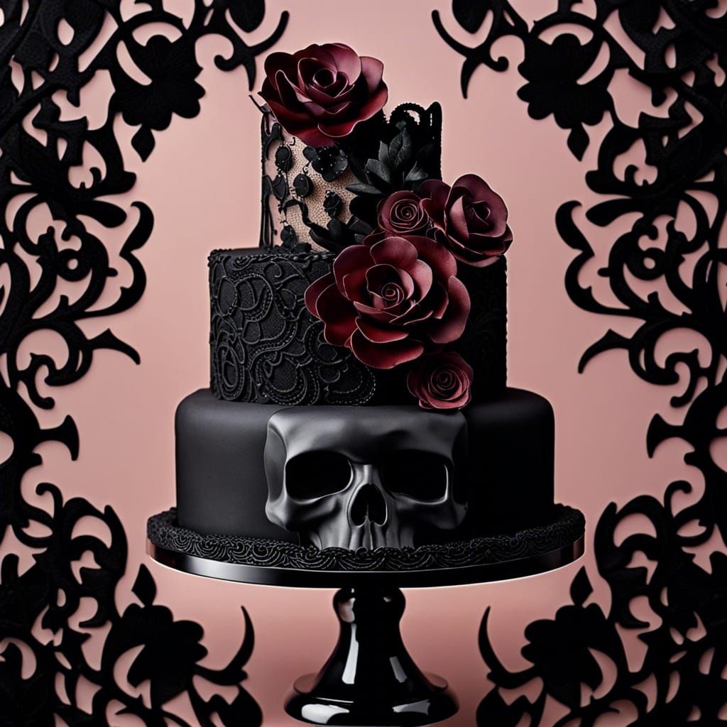 Darkly Elegant Goth Cakes with Floral Motifs