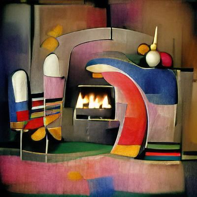 Abstract Fireplace: A Kandinsky-Inspired Art Piece
