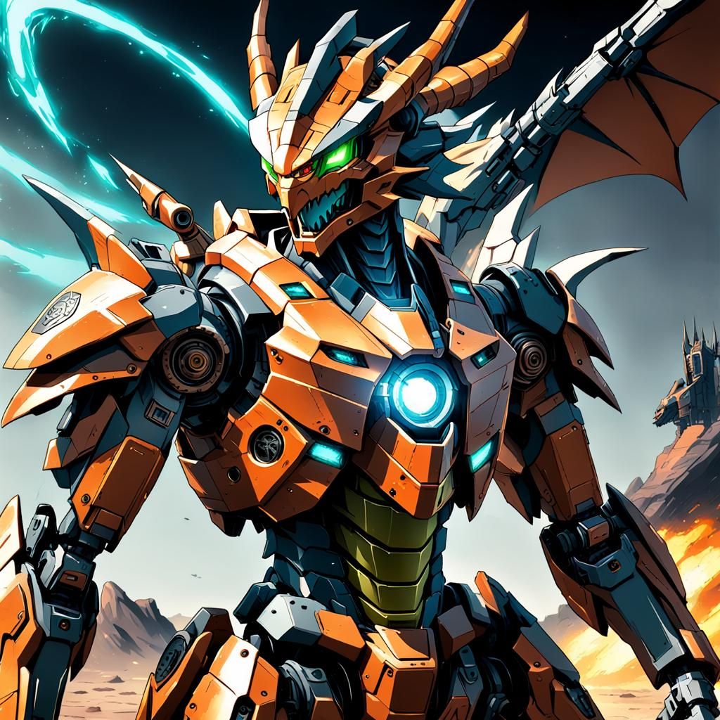 Anime Sci-Fi Dragon Mecha Piloted by Boy