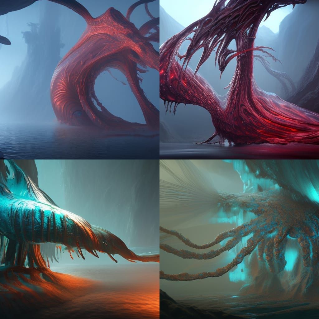 Translucent Liquid Creature in Detailed Matte Painting