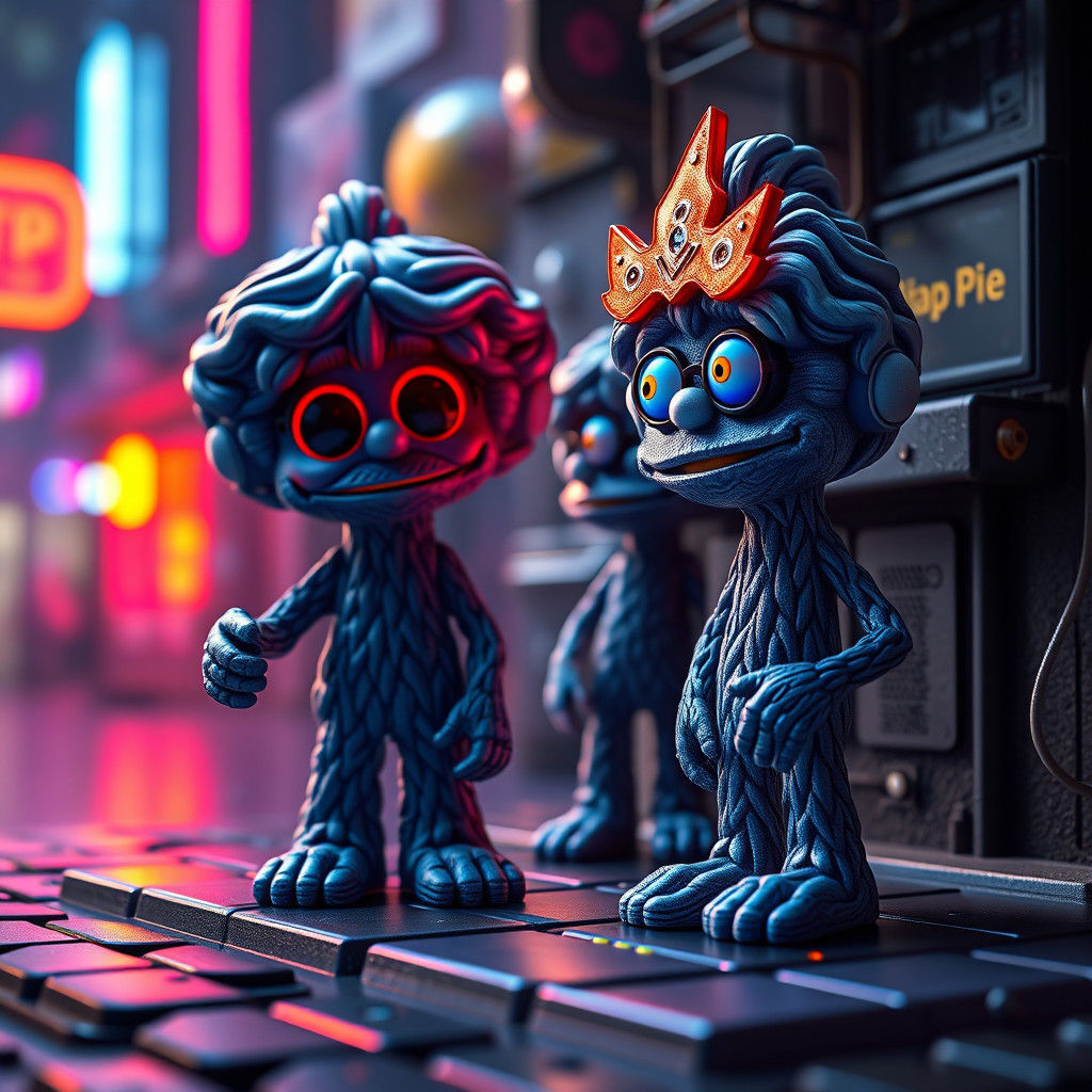 Futuristic Holographic Sesame Street Figurines