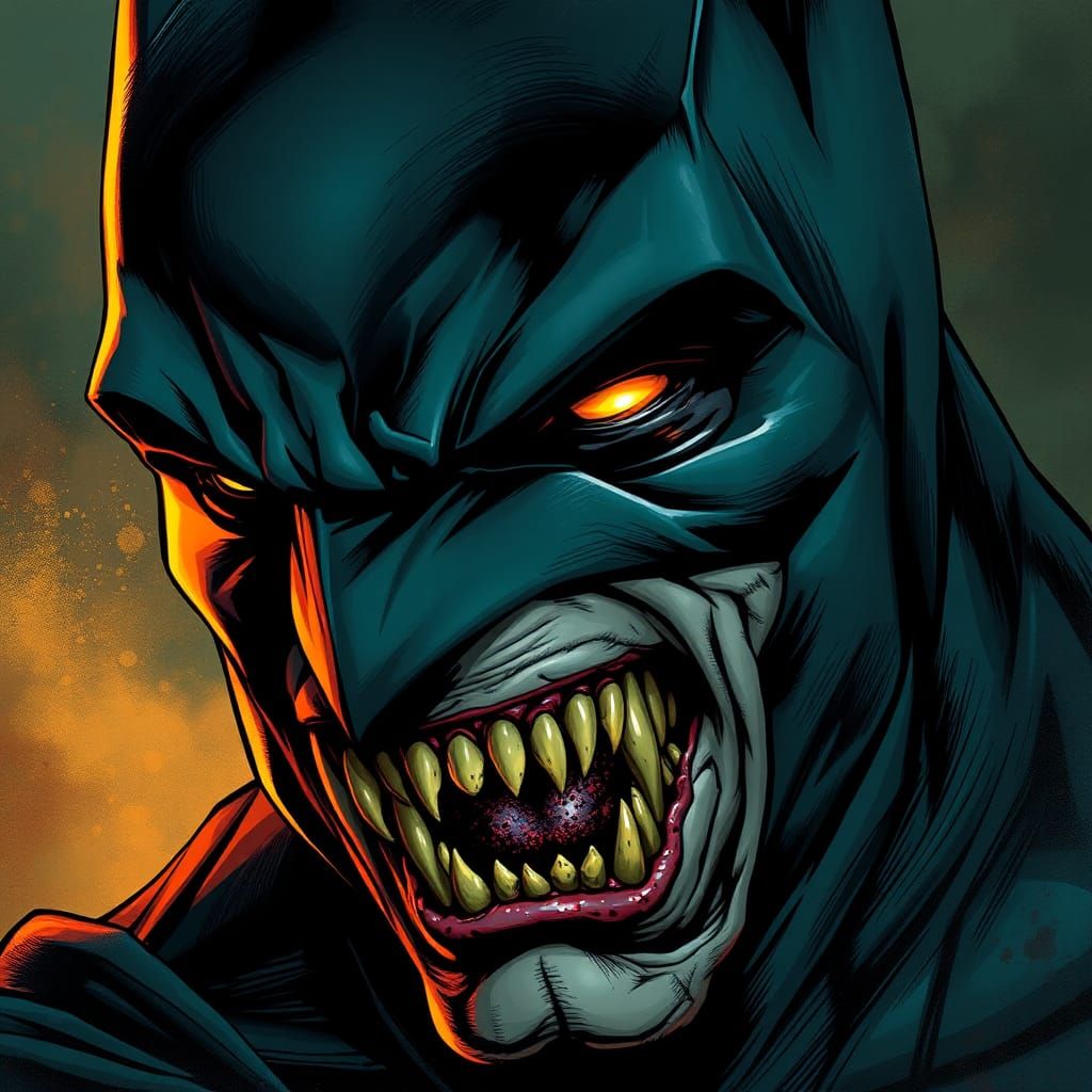Batman's Vampire Transformation in Gothic Style