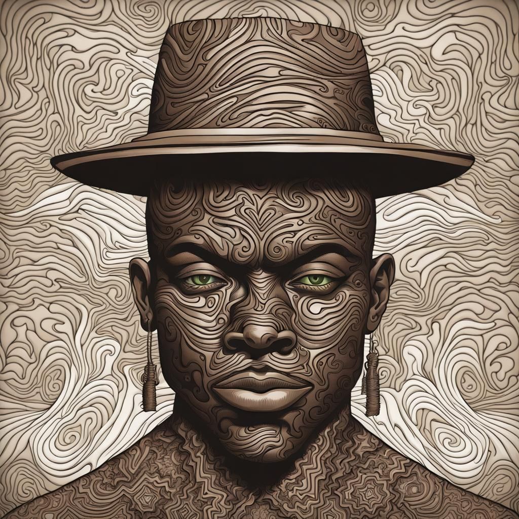 Abstract Scarecrow: African American Male in Vector Fractal