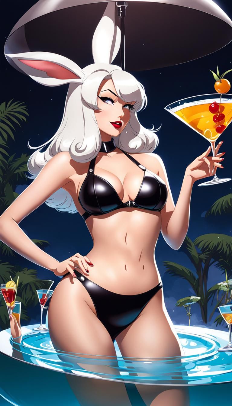 Lola Bunny in Martini Glass, Anime Art Style