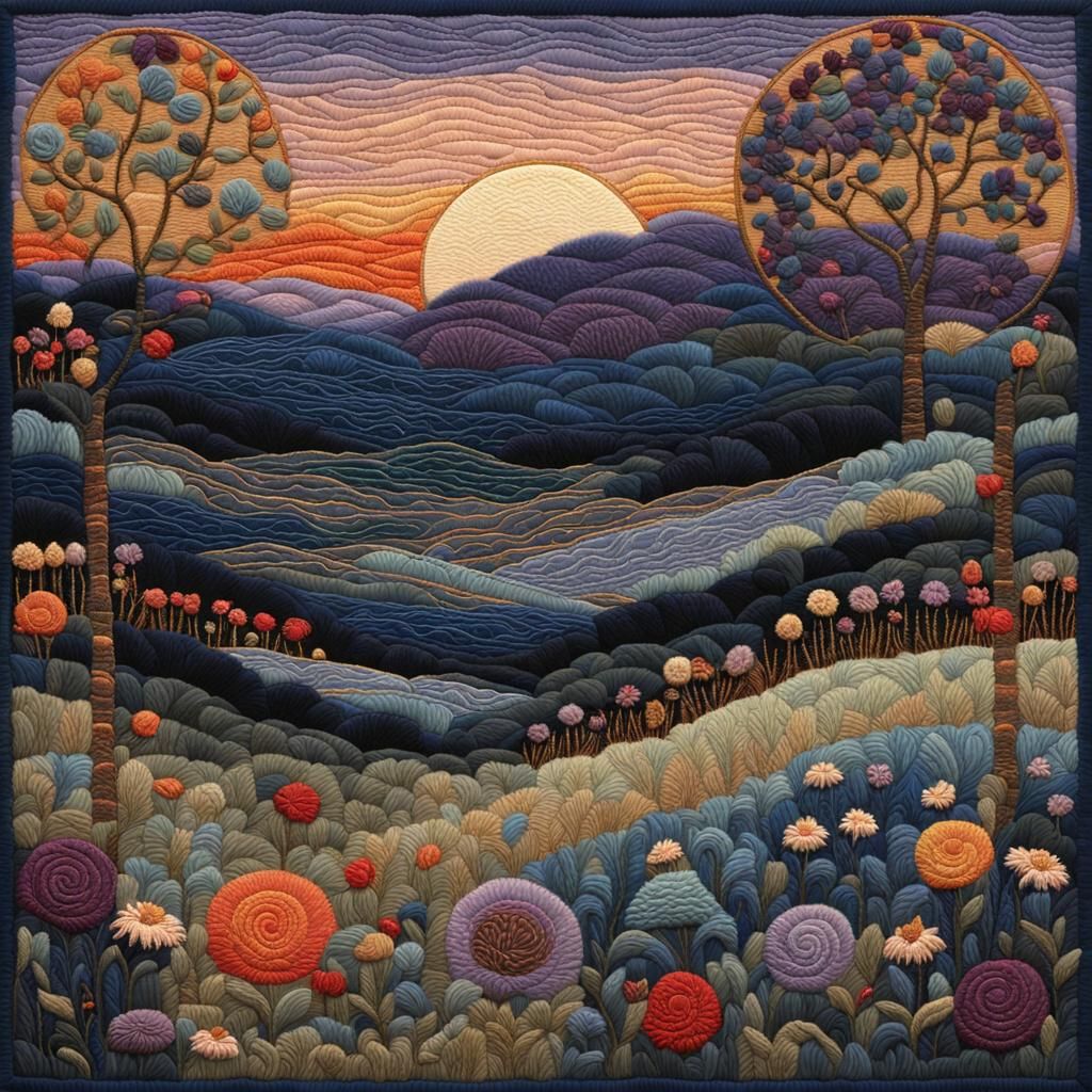 Twilight Embroidery Border in Klimt Style