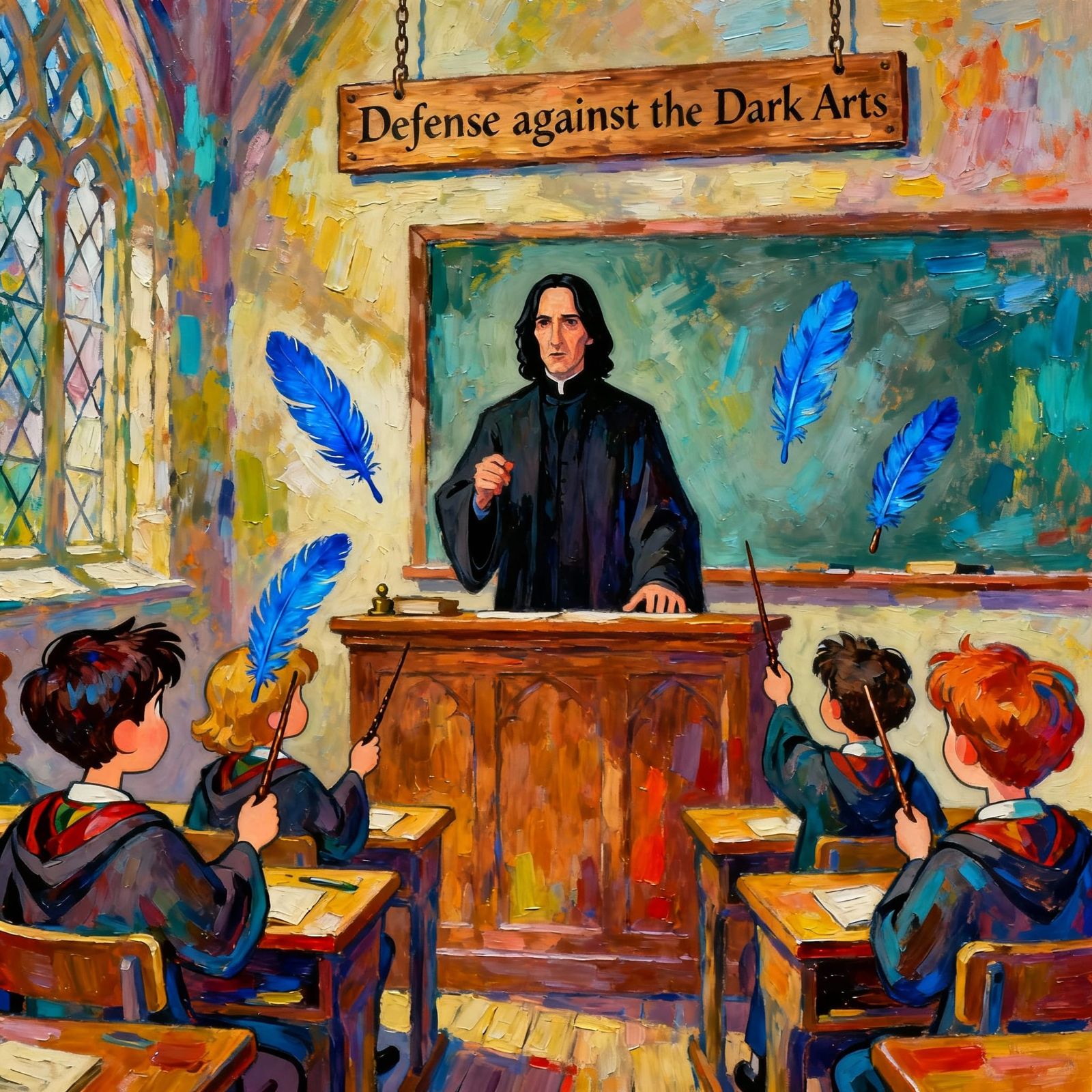 Snape Teaches Young Wizards to Float Feathers in Disney Styl...