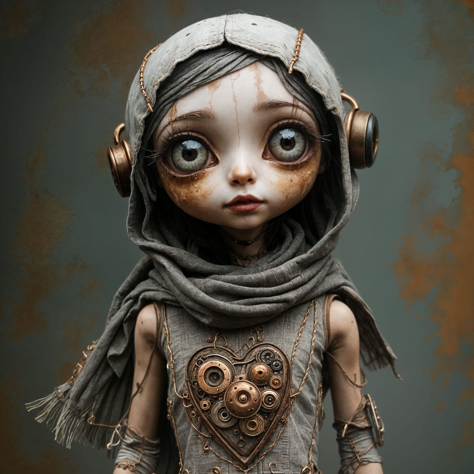 Post-Apocalyptic Patchwork Android in Hyper-Realistic Style