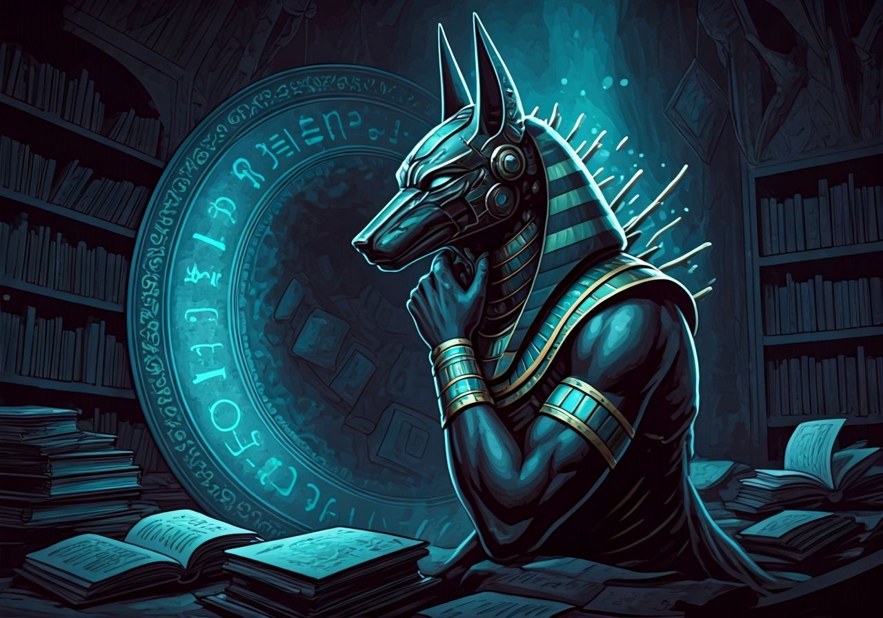 Futuristic Anubis Inspects Alien Arc in Gritty Graphic Novel...