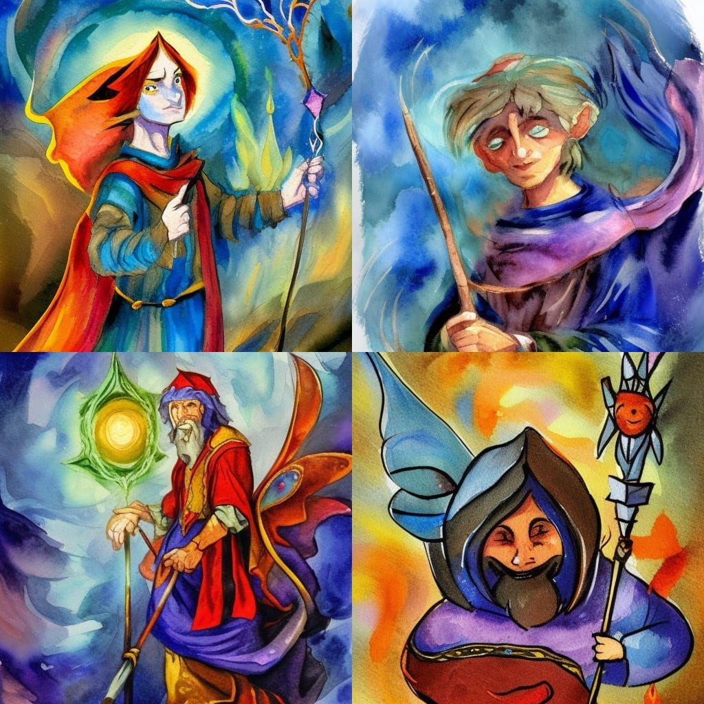 Sorcerer with Evil Eye in Gouache Style