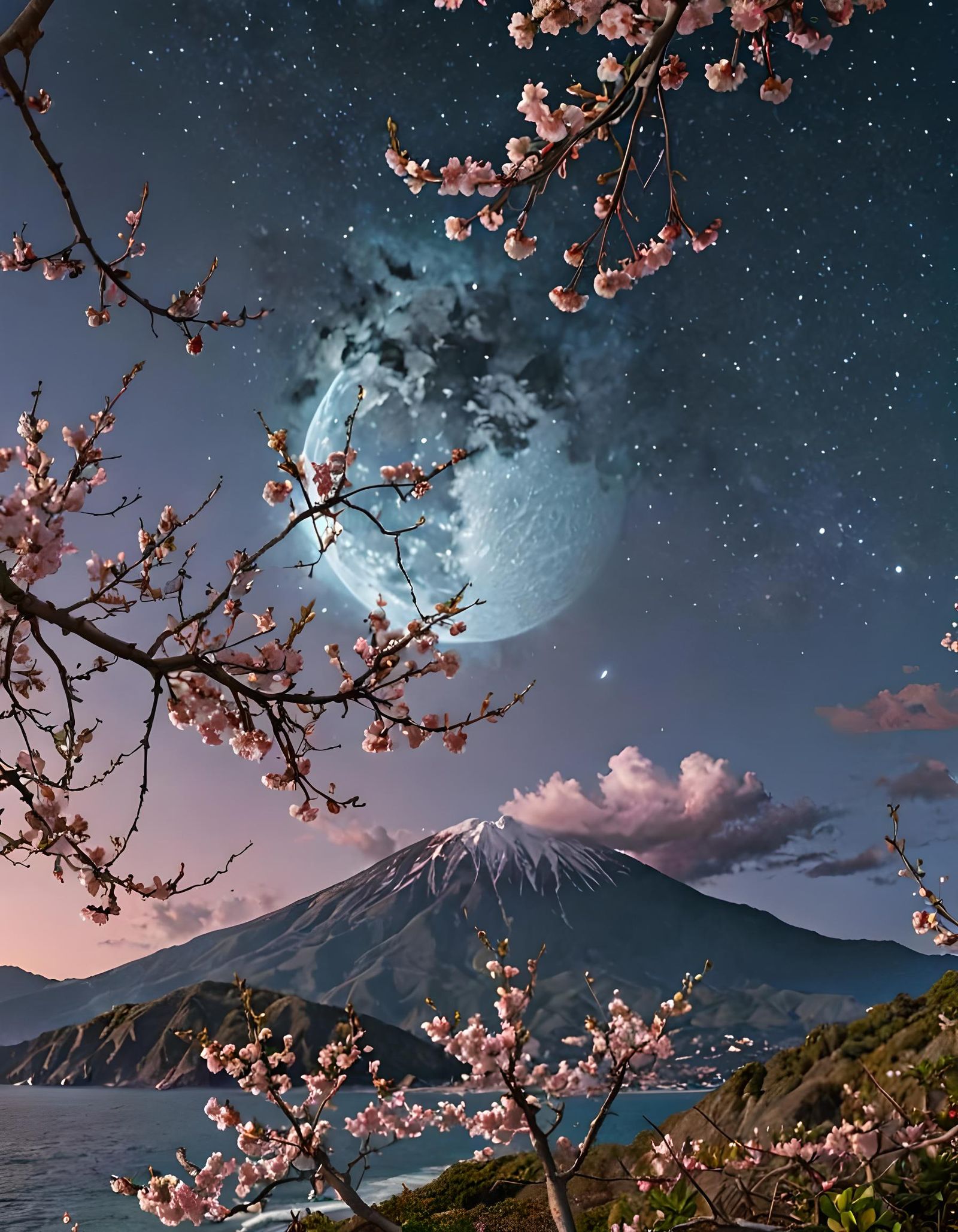 Majestic Ocean Storm Unfolds Amidst Celestial Beauty