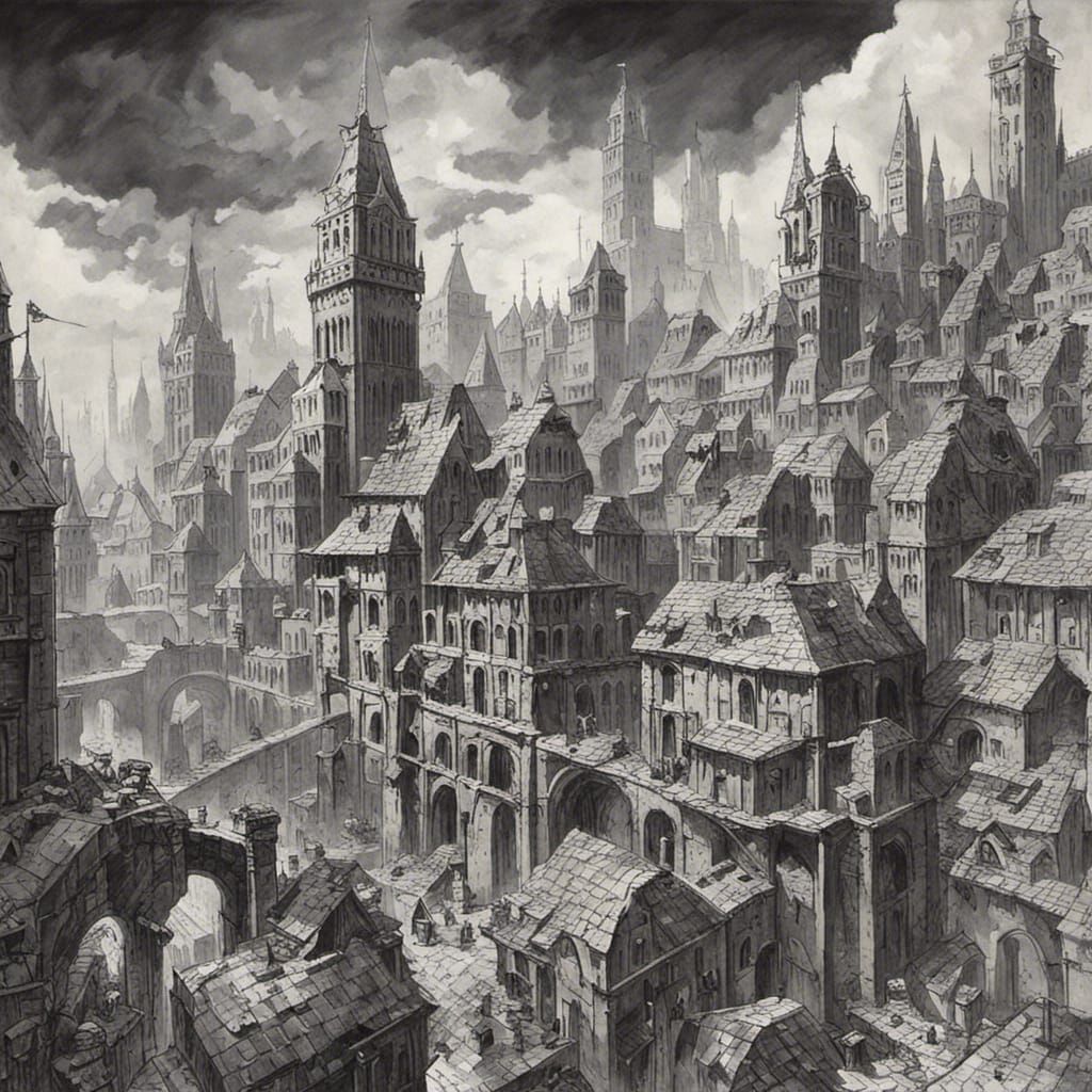 Oldhammer Cityscape Illustration