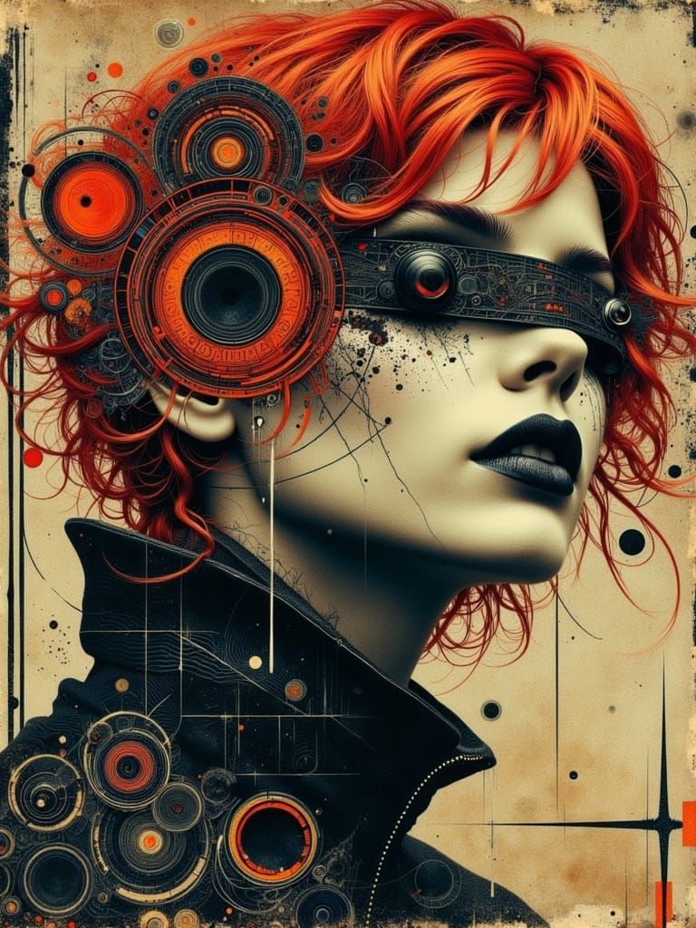 Gothic Abstract Portrait in Surreal Despaircore Style