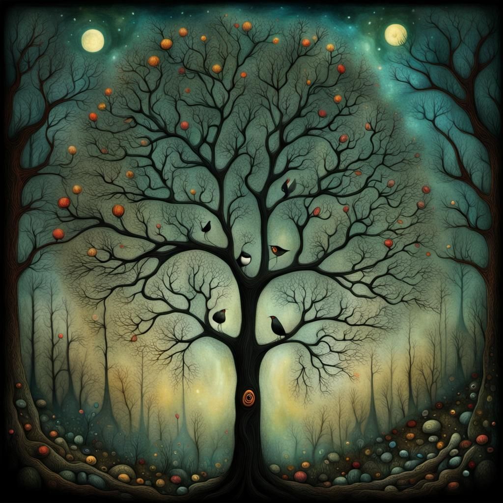 Intricate Tree Branch Pattern in Surreal Style