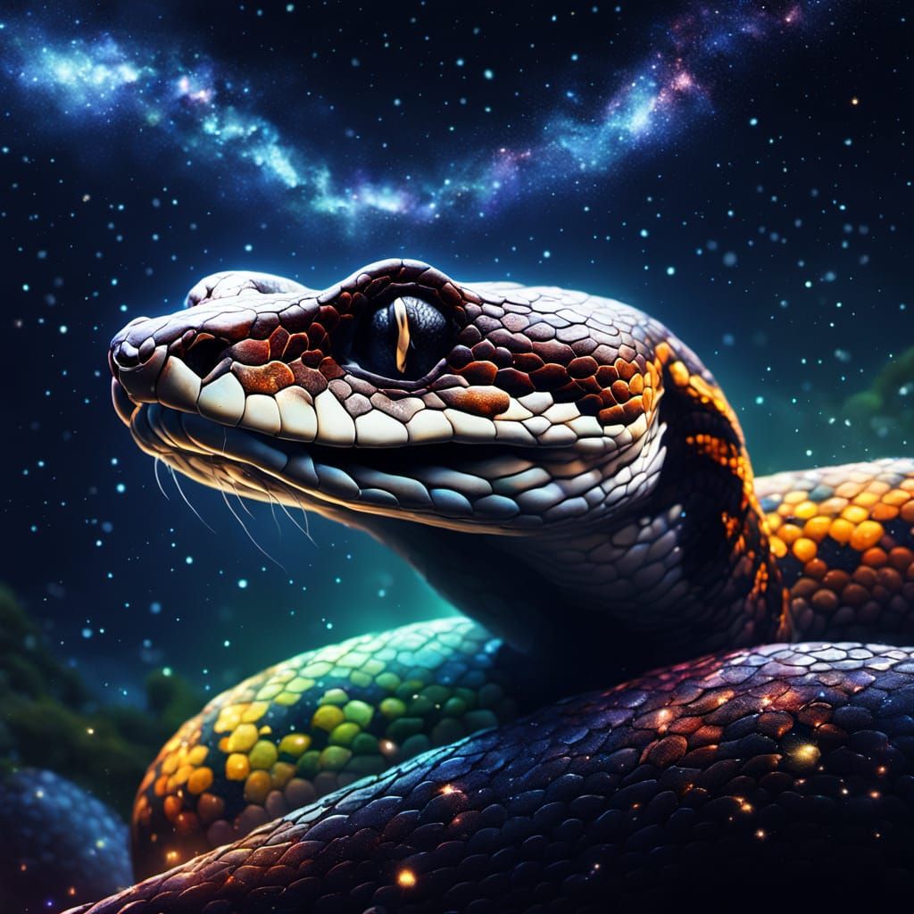 Celestial Serpent in Vibrant Starlight