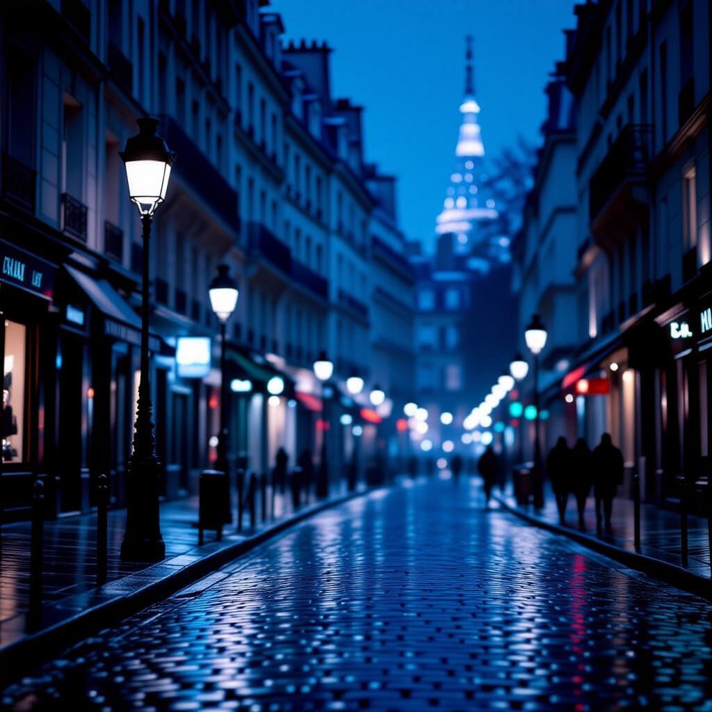 Jesenja hladna noć u Parizu. Filmska slika u 4k rezoluciji. ...