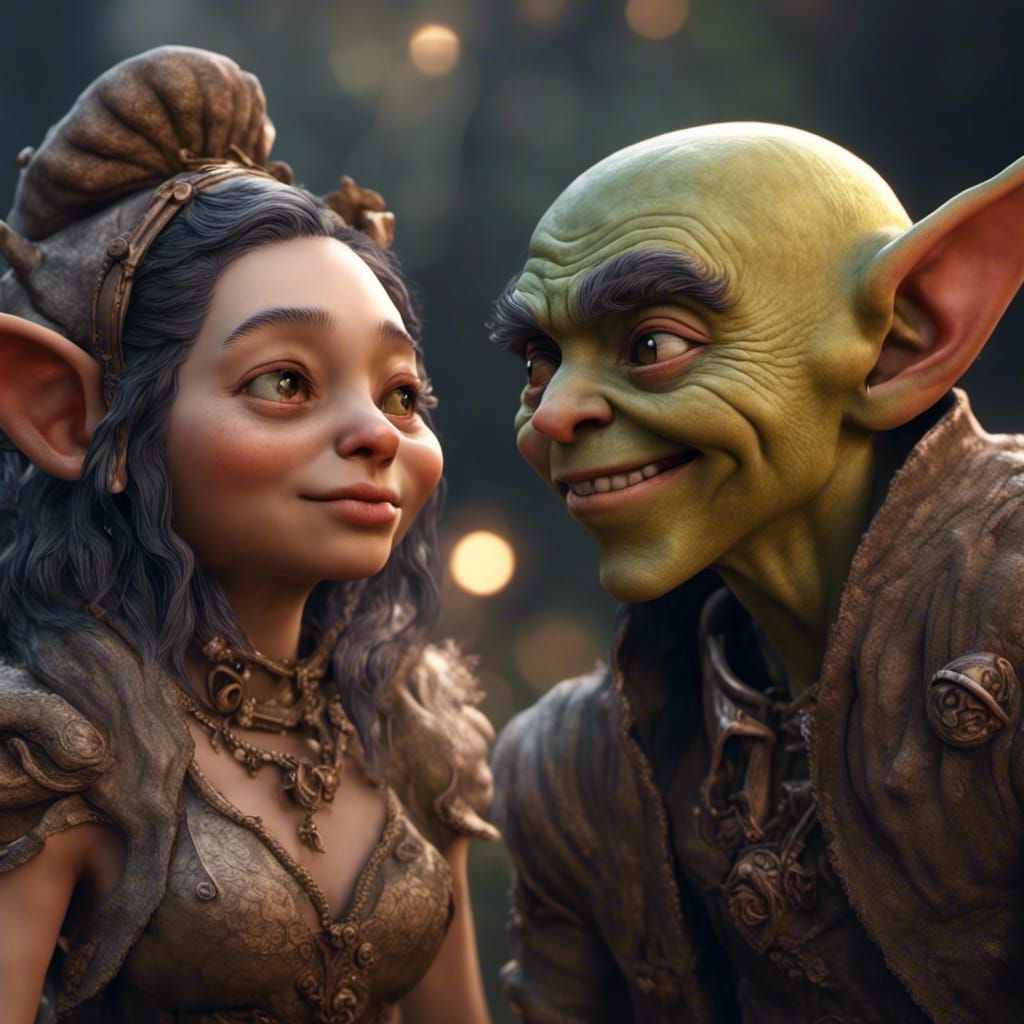 Goblin Couple in Love, 8K 3D Render
