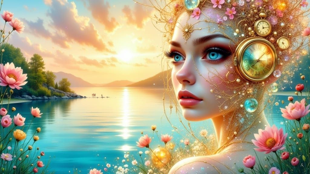 Ethereal Queen in Dreamy Landscape