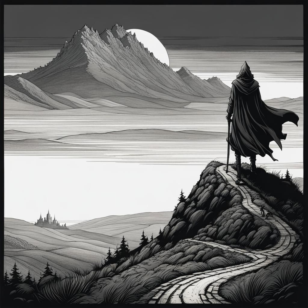 Mysterious Figure in a Medieval Landscape