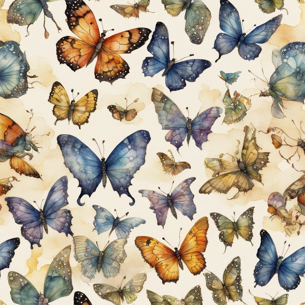 Whimsical Butterfly Wings in Watercolor Style