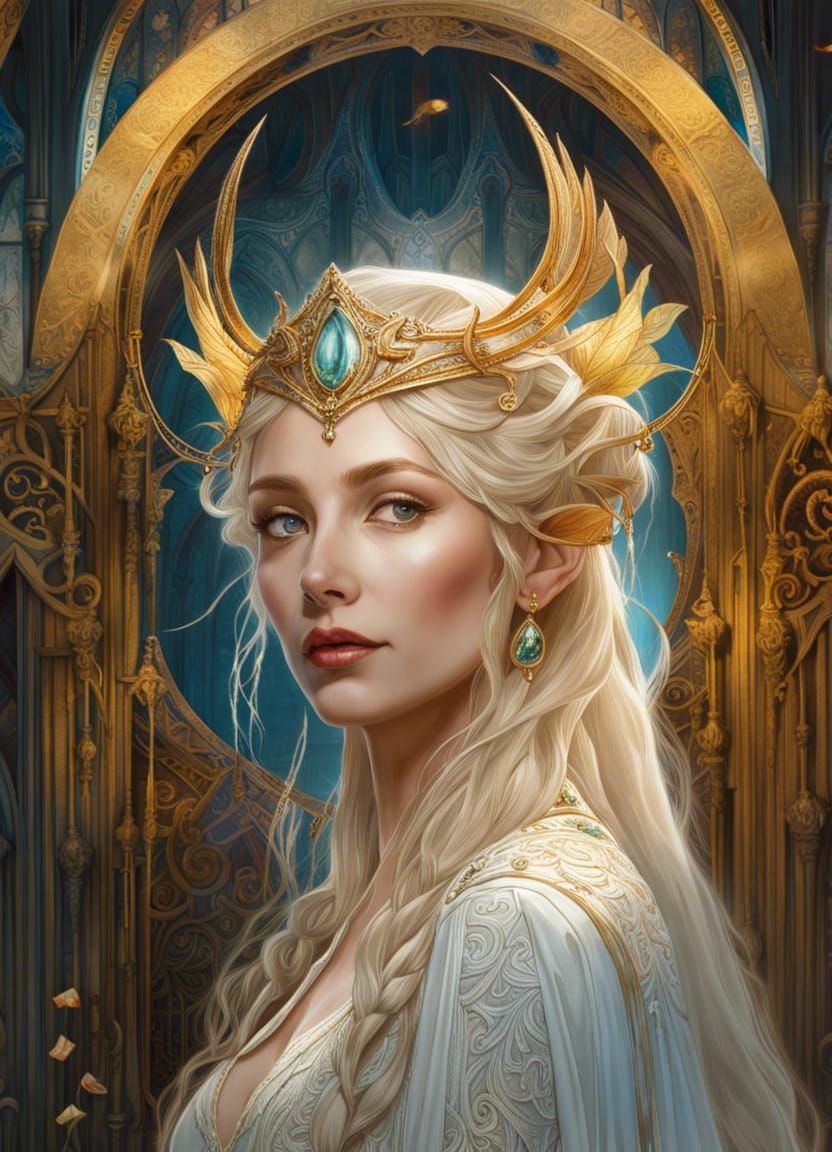 Rococo Portrait of Galadriel in Deep Colours